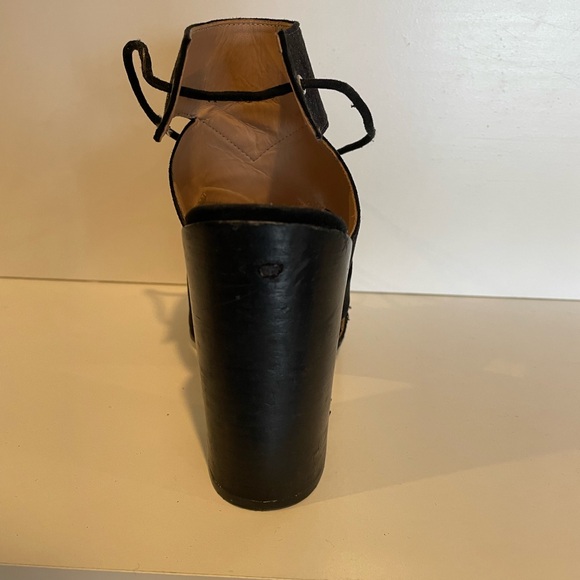 Microsuede black high heels! 🌟with chunky wood black heel Women’s size 8 - Picture 10 of 13